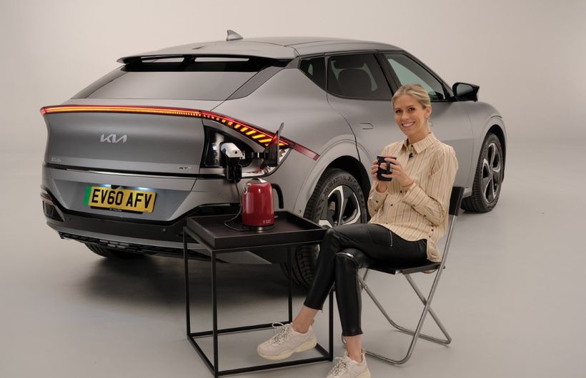 Nicki Shields boils a kettle with electrifying from an electric car